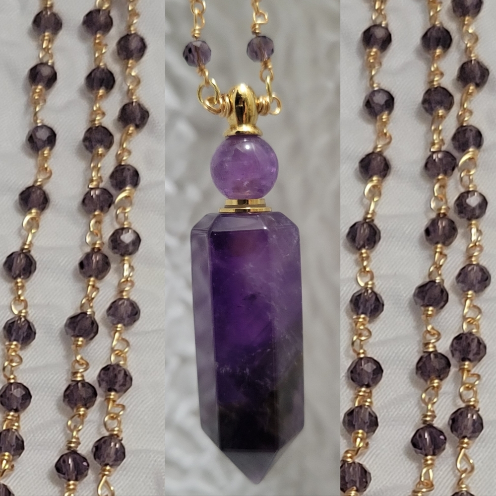🎋Aviva Stanoff Gemstone Essential Oil Bottle Pendant Necklace - Picture 10 of 10